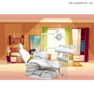 Стоматологическое кресло белого цвета с 6 лампами LED