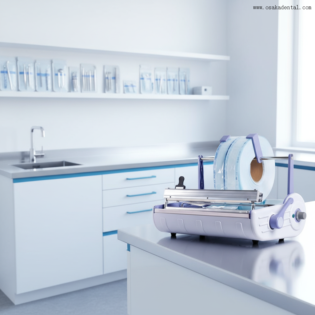 Стоматологическая автоматическая машина для запечатывания зубов с держателем для стерилизационного пакета и стерилизационных пакетов