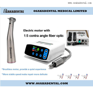 Стоматологический электродвигатель без бурша с угловым наконечником 1:5, оптоволоконным кабелем