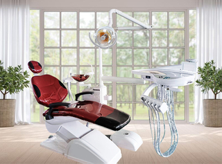 Стоматологическое кресло с контролем помощи и одиночной рукой и с кожей из микрофибры