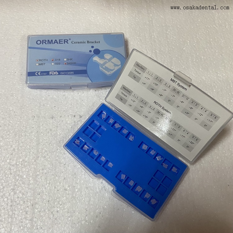 Стоматологическая ортодонтия Керамический брекет с сетчатым основанием ROTH/MBT OSA-F690-Ice