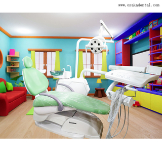 Стоматологическое кресло зеленого цвета экономичного типа для стоматологической клиники
