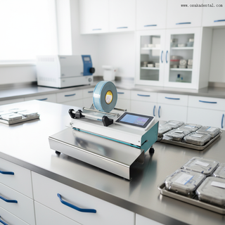 Стоматологическая автоматическая машина для запечатывания с функцией резки и печати. Машина для упаковки в пакеты для стоматологической стерилизации.