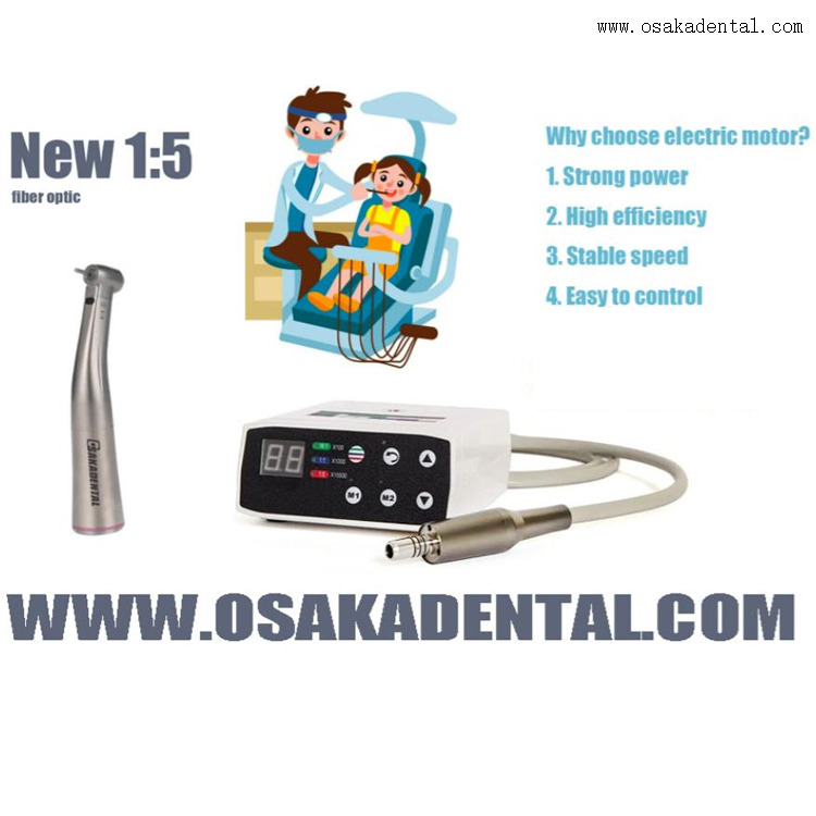 Стоматологический электродвигатель без бурша с новым угловым оптоволоконным кабелем 1:5