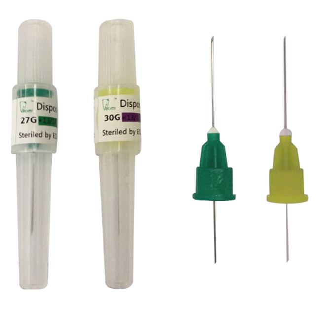 Одноразовая стоматологическая игла 27G и 30G.