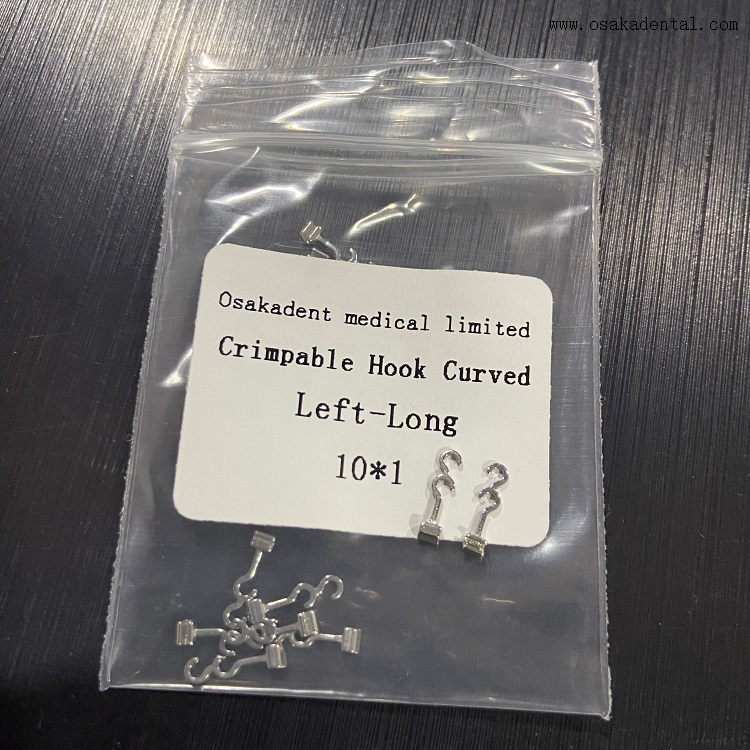 Стоматологический ортодонтический обжимаемый изогнутый влево длинный