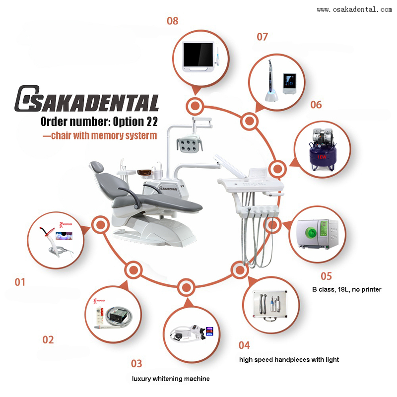 Стоматологическое кресло с системой памяти и всем стоматологическим оборудованием, опция 22