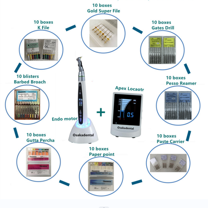 Стоматологический эндомотор с расположением апекса и эндофайлом