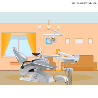 Стоматологическое кресло серого цвета экономичного типа для стоматологической клиники