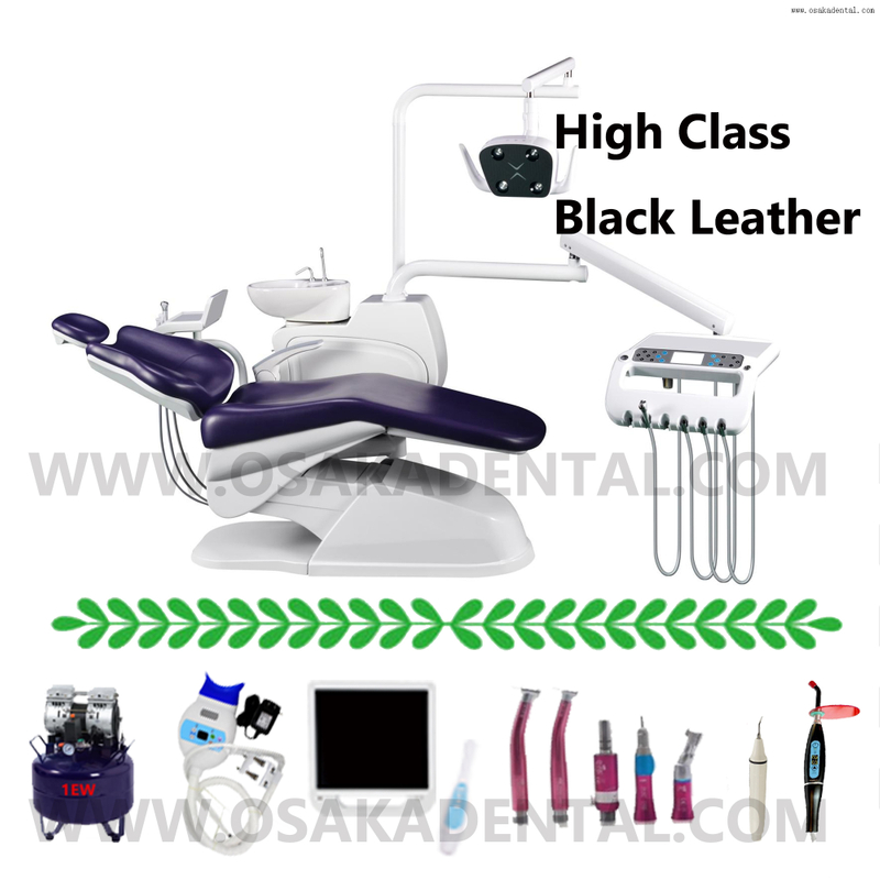 Высококлассное стоматологическое кресло фиолетового цвета от стоматологического кресла OSAKA с аппаратом для отбеливания зубов и стоматологическим альгиантом