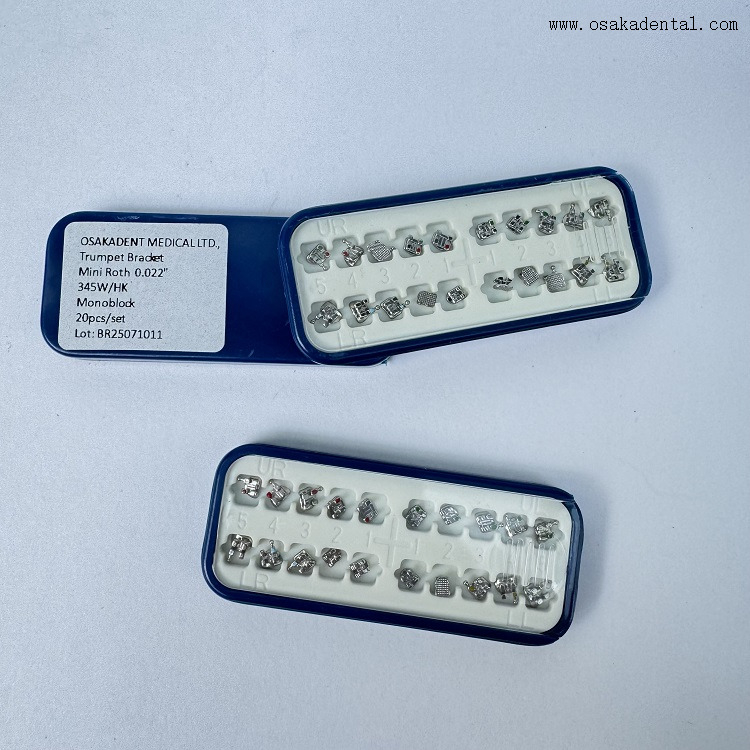 Ортодонтический моноблочный металлический кронштейн ROTH/MBT Упаковка в коробке