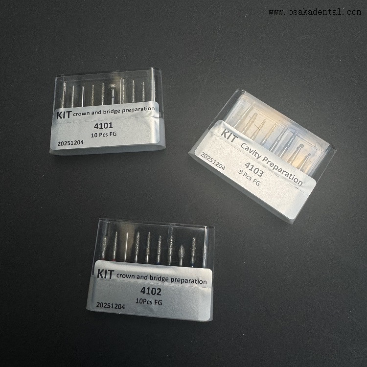 Наборы алмазных боров Dental FG для подготовки коронок и мостов. для передней части OSA-4101-4102-4103