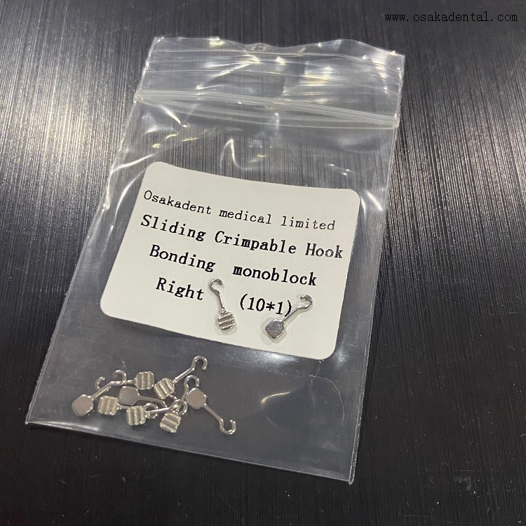 Стоматологический ортодонтический раздвижной обжимной крючок-моноблок правый