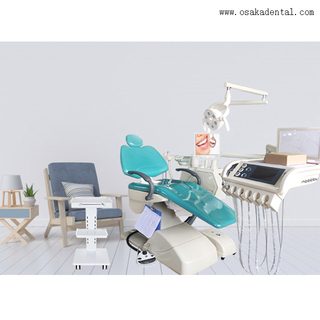 Стоматологическое кресло с сенсорным экраном для инструментов синего цвета