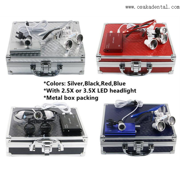 Экономичные стоматологические лупы со светодиодной фарой и металлической упаковкой