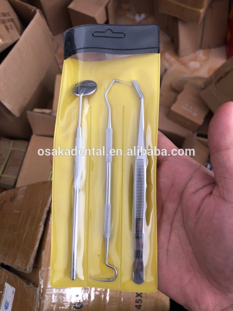 Стоматологический инструмент Стальной металлический набор для осмотра Рот Зеркало с пинцетом и зондом