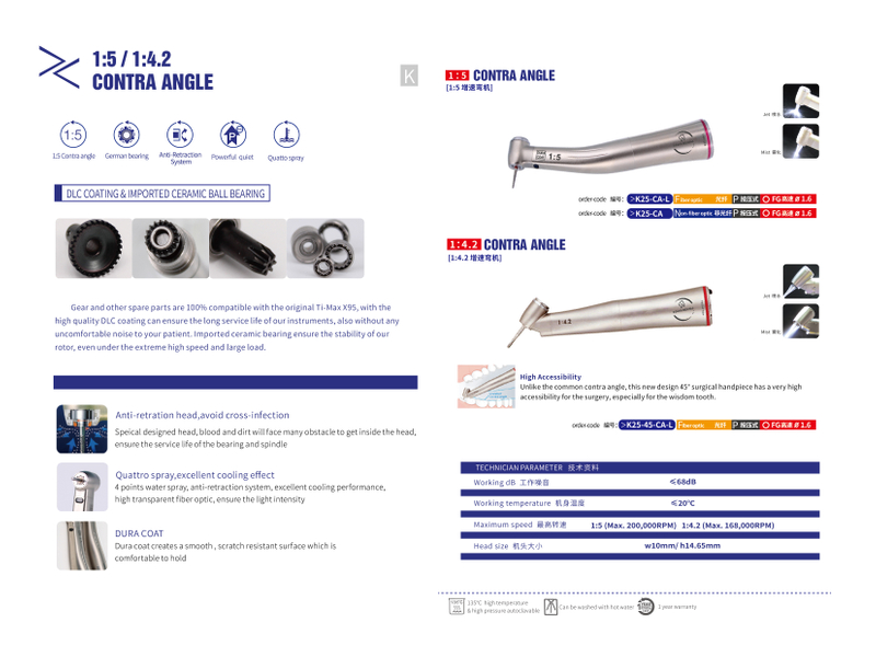 Угловой стоматологический наконечник с 1: 5 и 1: 4.2. Стоматологический наконечник высокого качества и высокого уровня