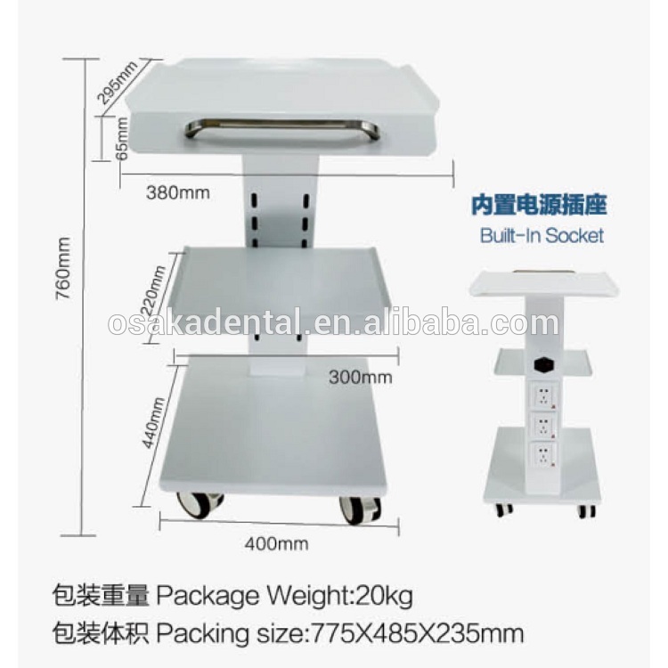 Горячая распродажа встроенная розетка Стоматологическая портативная тележка